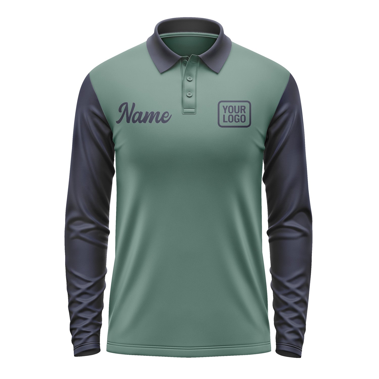 Custom Blue Green Navy Long Sleeve Polo Shirt Pl271111B111
