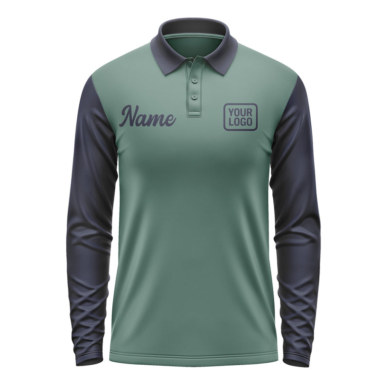 Custom Blue Green Navy Long Sleeve Polo Shirt Pl271111B111
