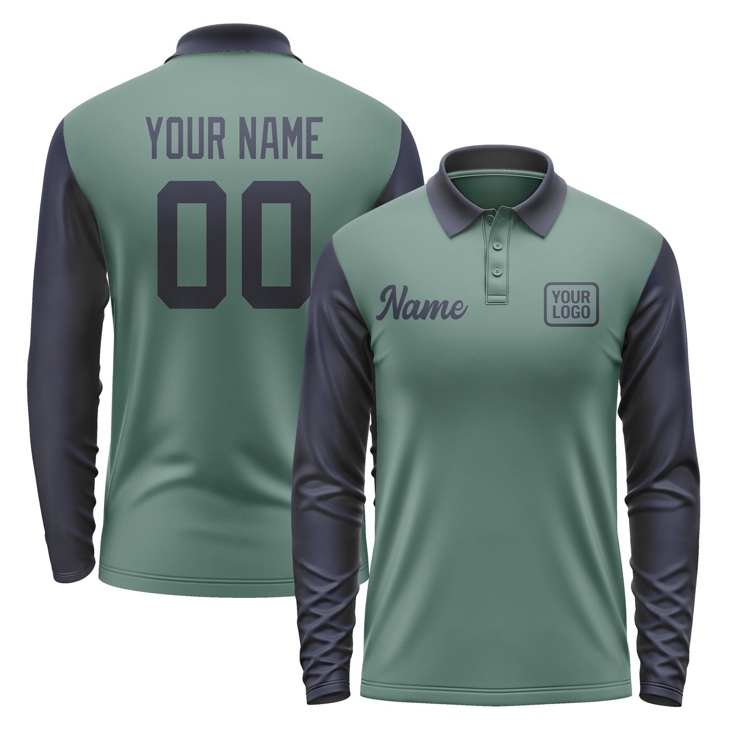 Custom Blue Green Navy Long Sleeve Polo Shirt Pl271111B111