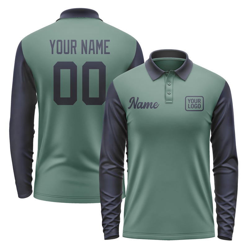 Custom Blue Green Navy Long Sleeve Polo Shirt Pl271111B111