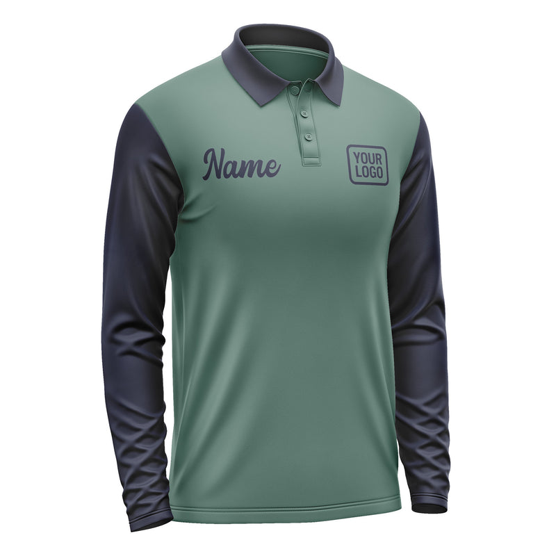 Custom Blue Green Navy Long Sleeve Polo Shirt Pl271111B111