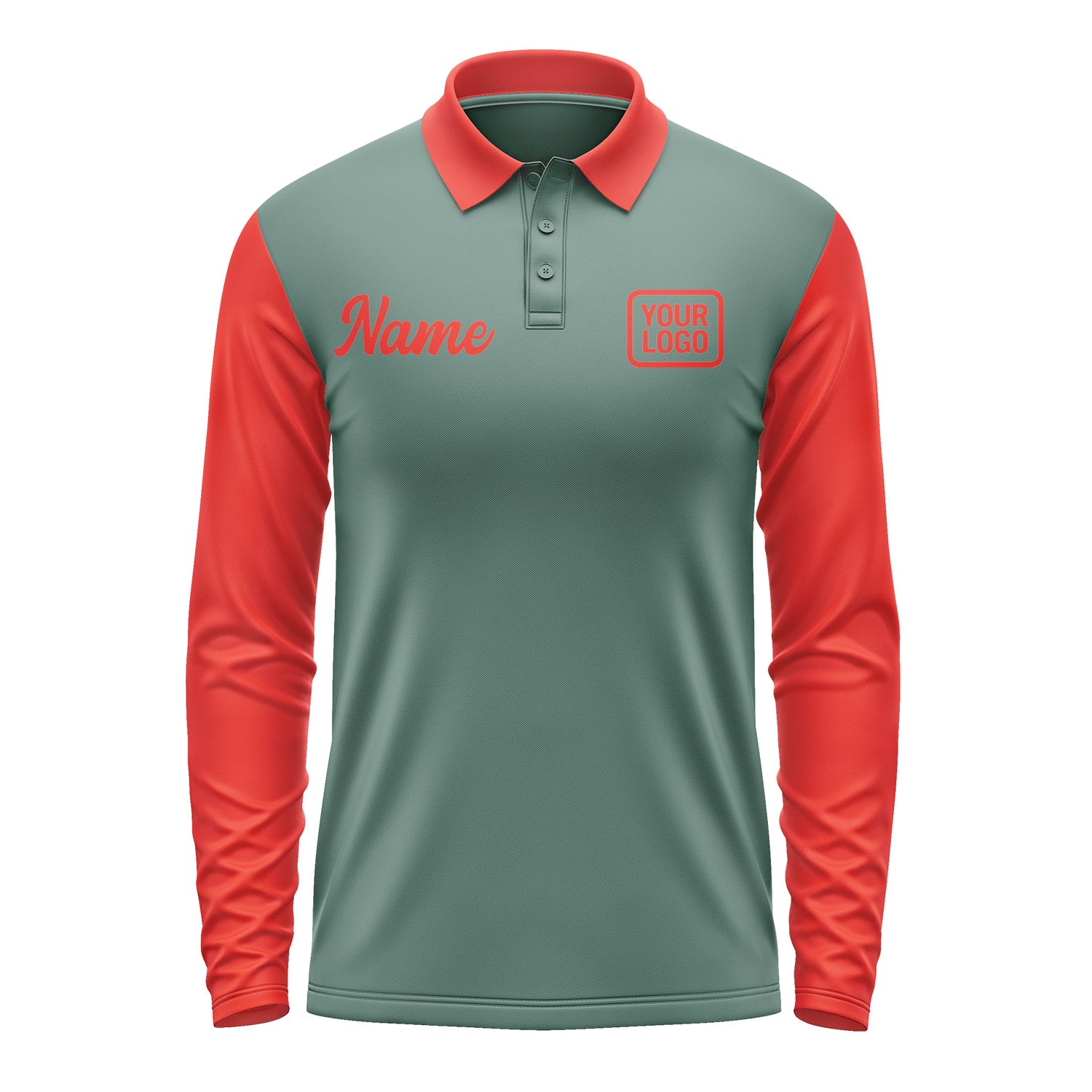 Custom Blue Green Orange Red Long Sleeve Polo Shirt Pl271212B112