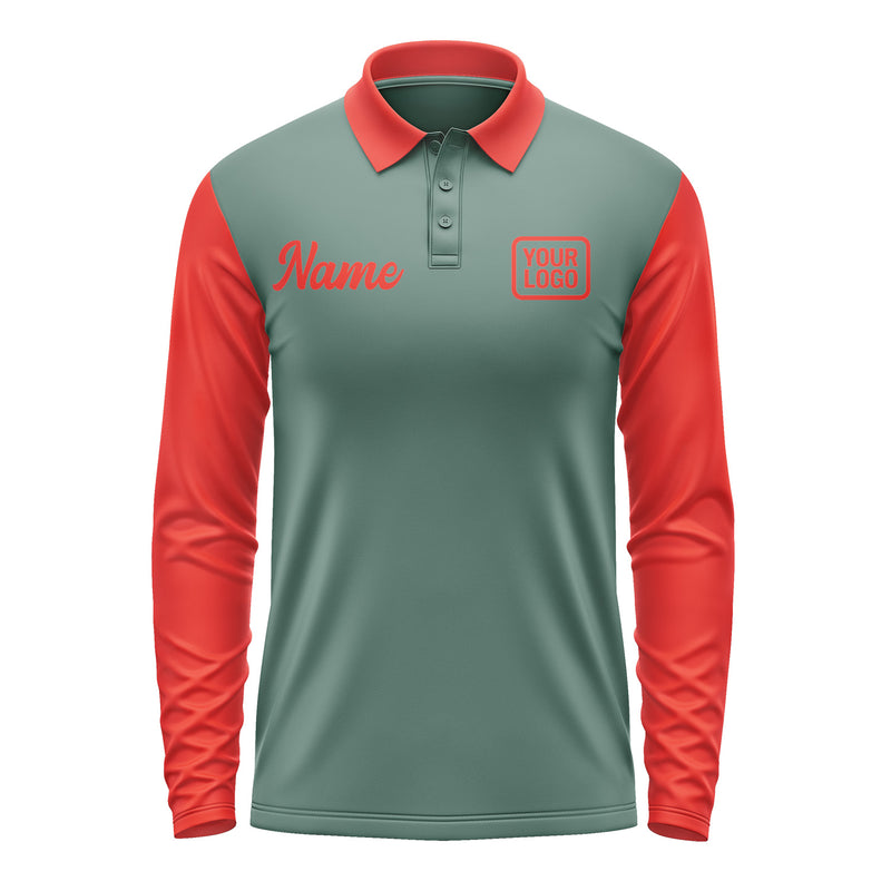 Custom Blue Green Orange Red Long Sleeve Polo Shirt Pl271212B112