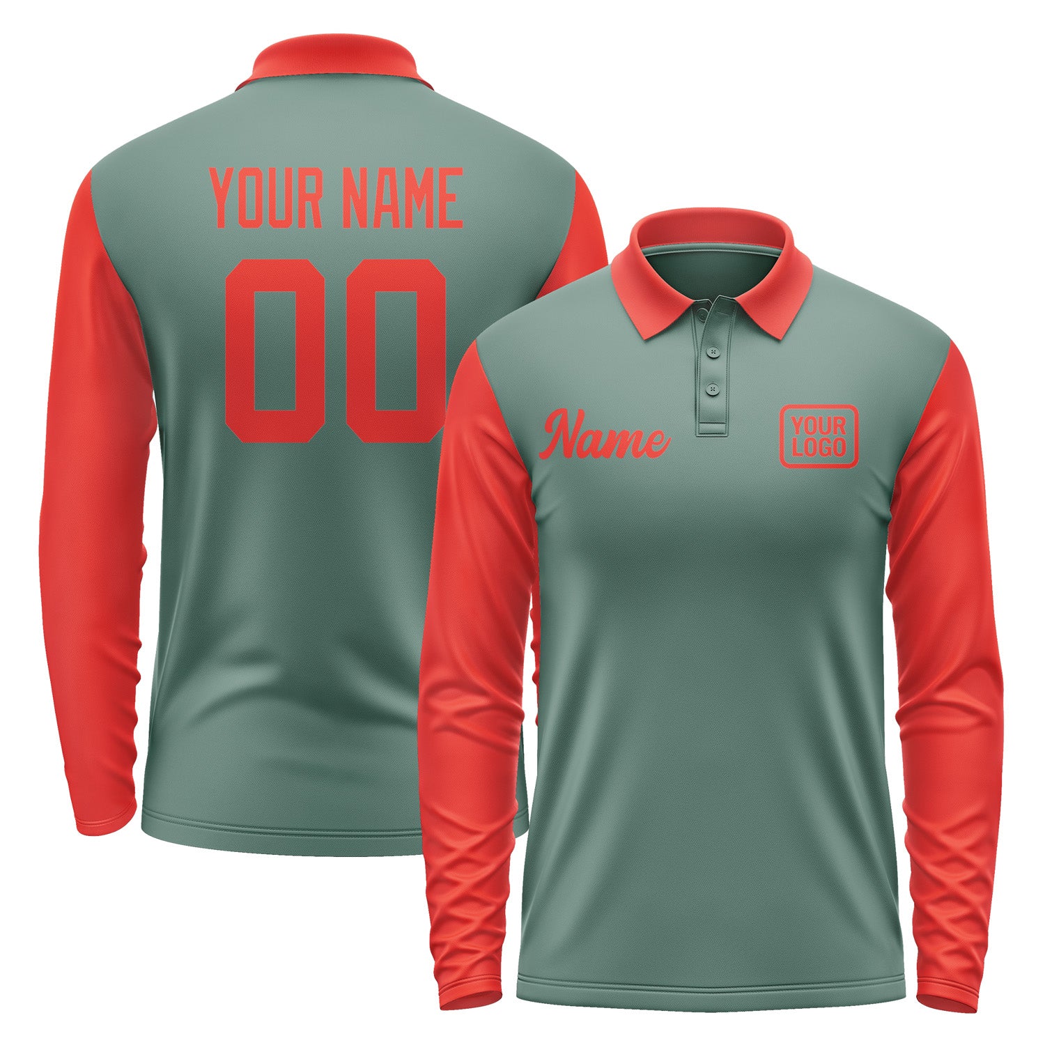 Custom Blue Green Orange Red Long Sleeve Polo Shirt Pl271212B112