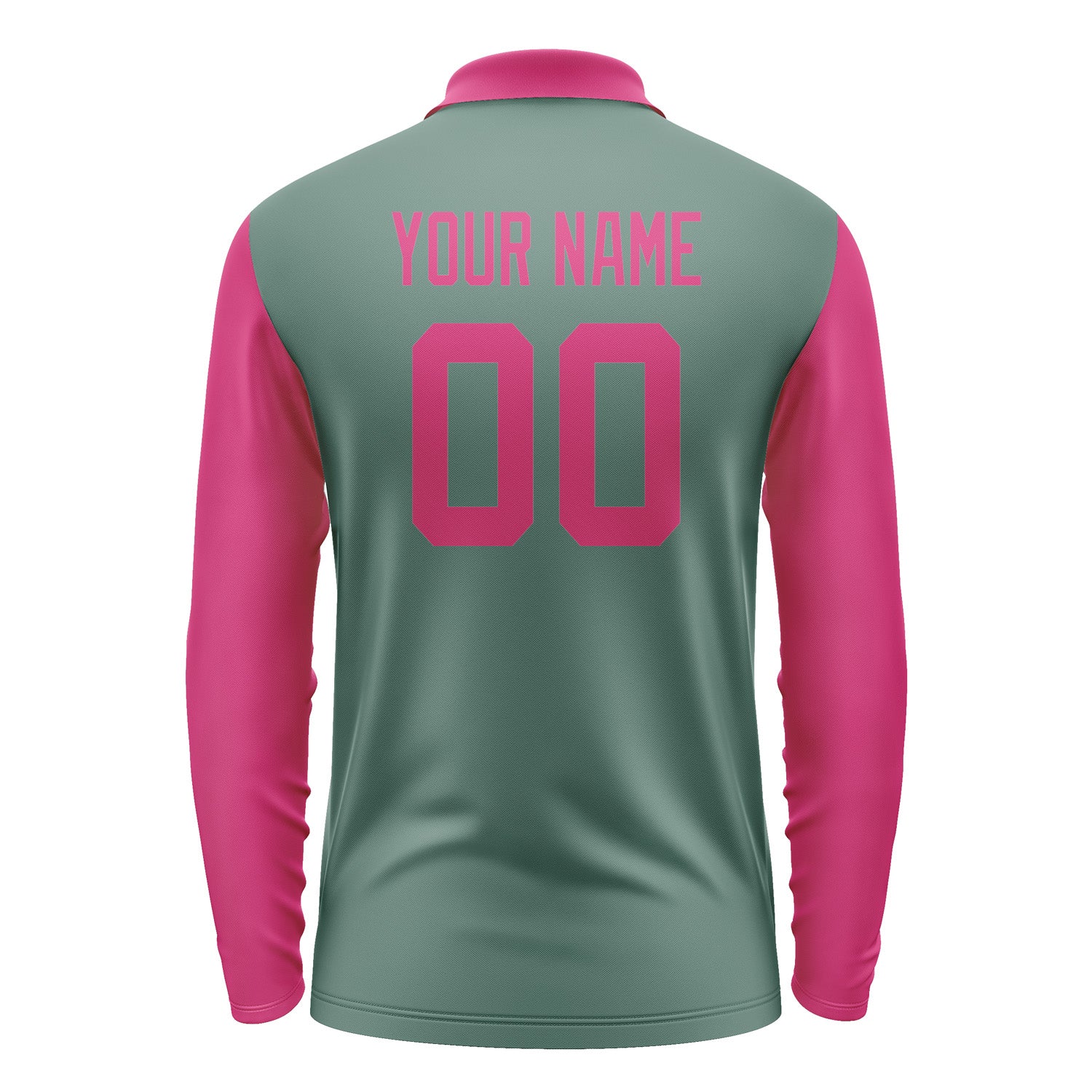 Custom Blue Green Pink Long Sleeve Polo Shirt Pl271313B113