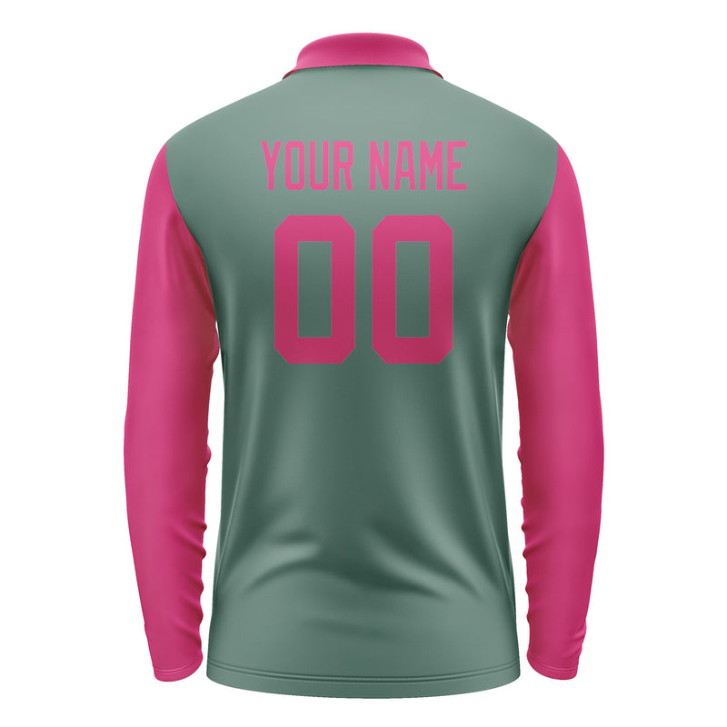 Custom Blue Green Pink Long Sleeve Polo Shirt Pl271313B113