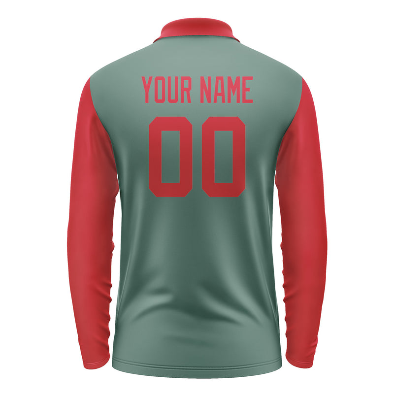 Custom Blue Green Red Long Sleeve Polo Shirt Pl271414B114
