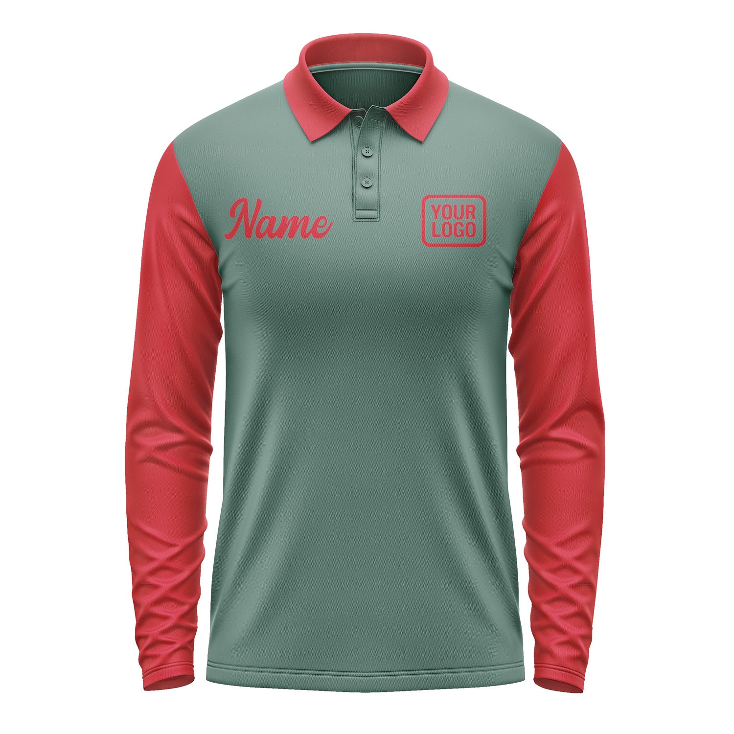 Custom Blue Green Red Long Sleeve Polo Shirt Pl271414B114