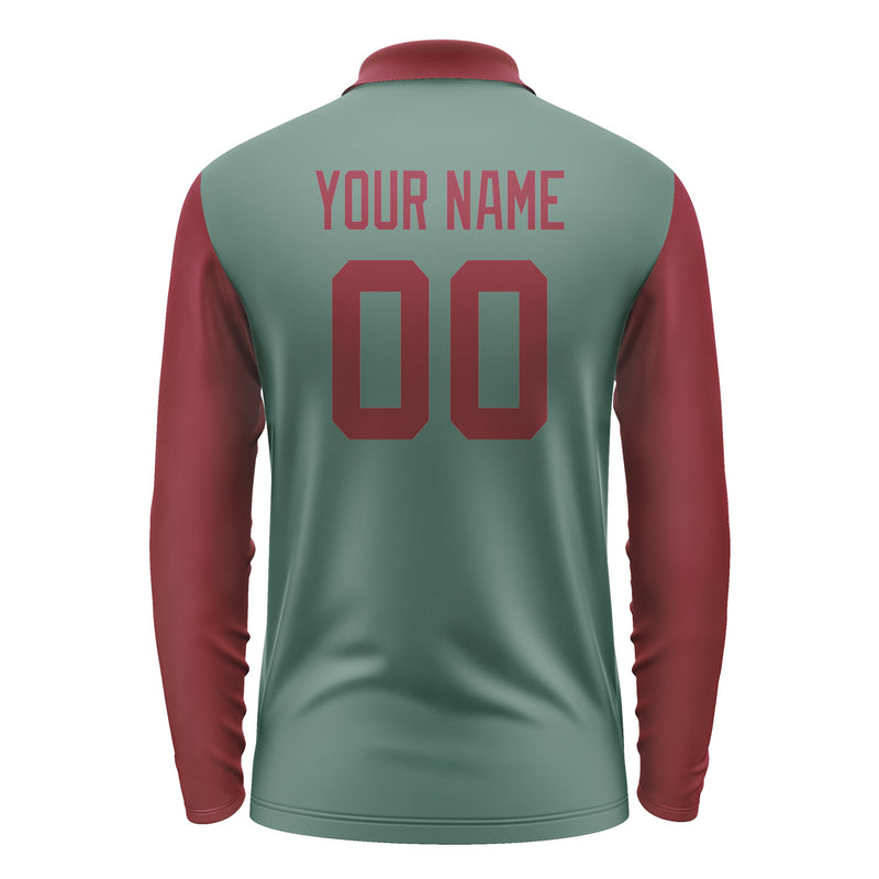 Custom Blue Green Crimson Red Long Sleeve Polo Shirt Pl271515B115