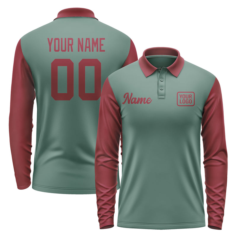 Custom Blue Green Crimson Red Long Sleeve Polo Shirt Pl271515B115