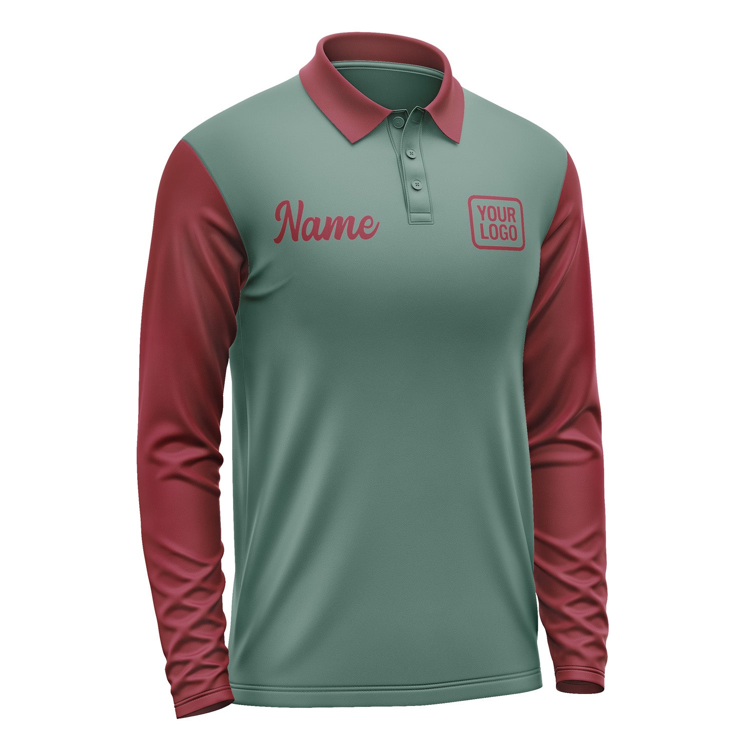 Custom Blue Green Crimson Red Long Sleeve Polo Shirt Pl271515B115