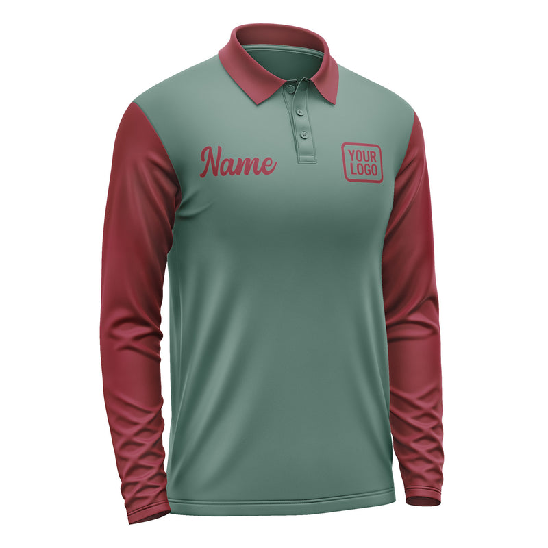 Custom Blue Green Crimson Red Long Sleeve Polo Shirt Pl271515B115