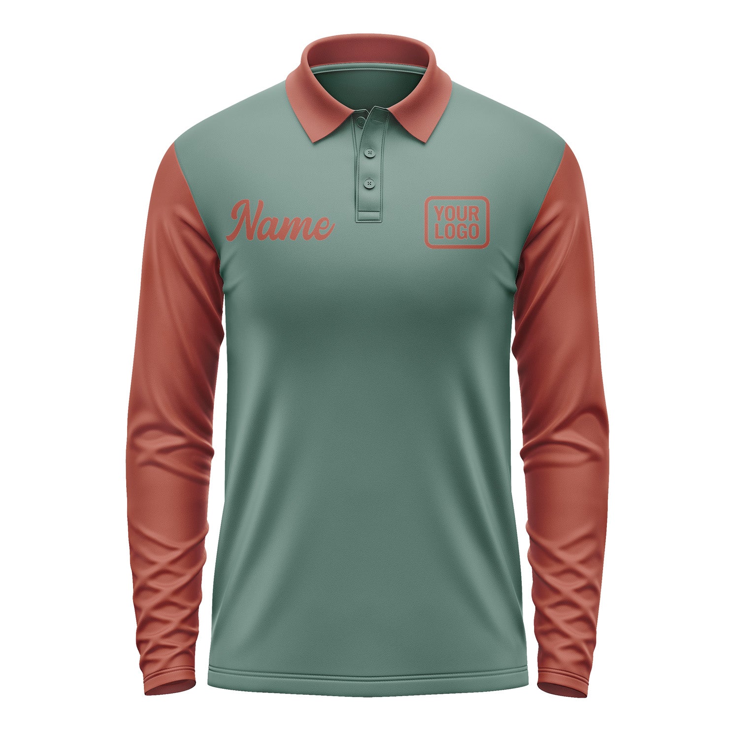 Custom Blue Green Coral Red Long Sleeve Polo Shirt Pl271616B116