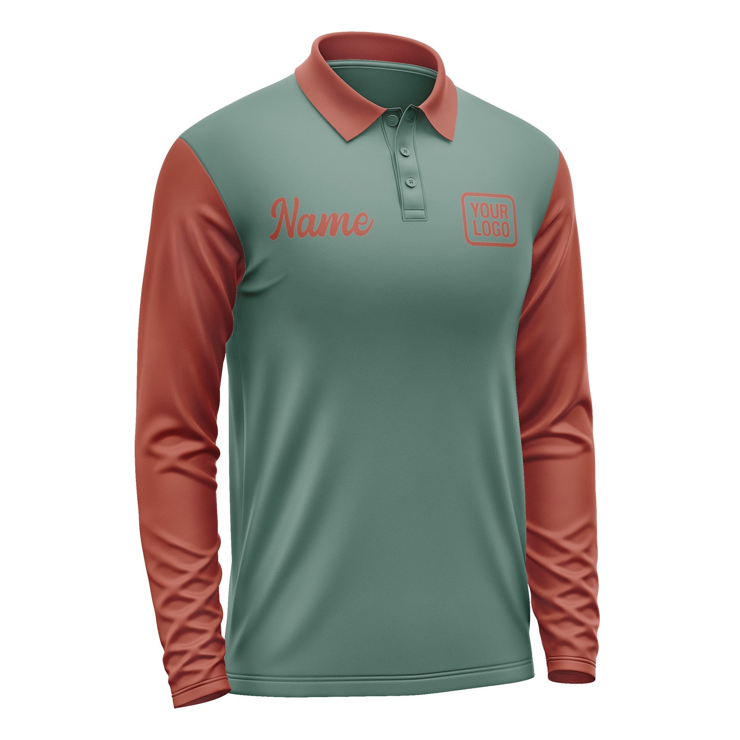Custom Blue Green Coral Red Long Sleeve Polo Shirt Pl271616B116