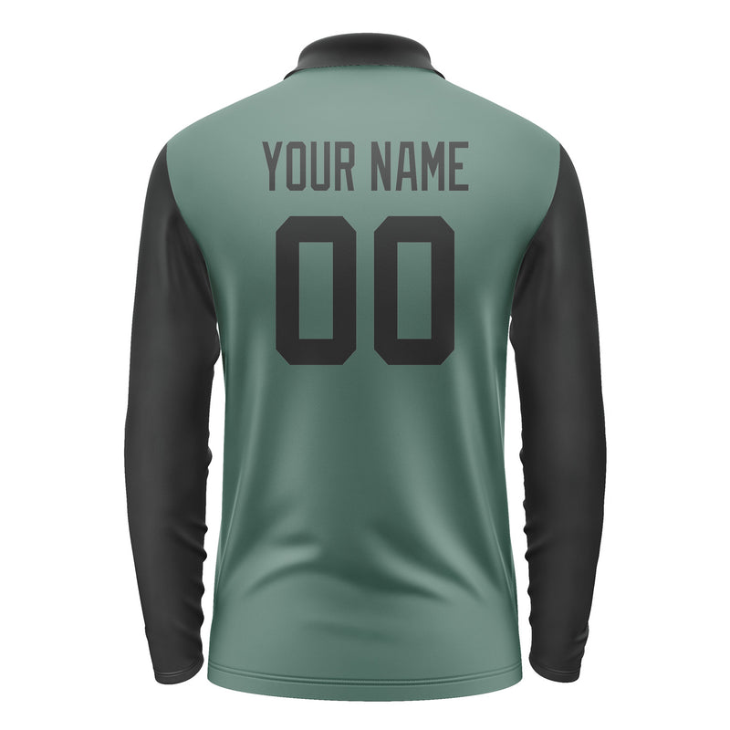 Custom Blue Green Black Long Sleeve Polo Shirt Pl271717B117