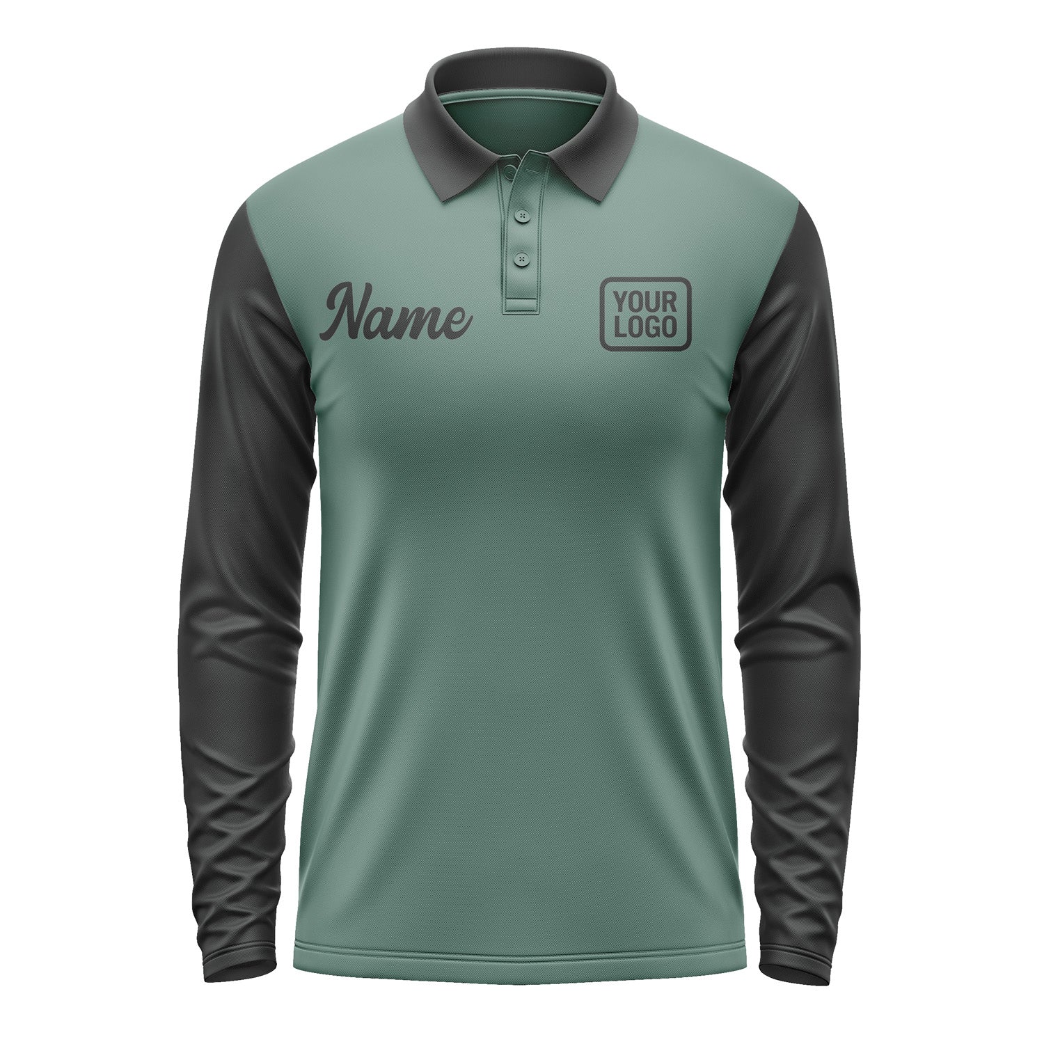Custom Blue Green Black Long Sleeve Polo Shirt Pl271717B117