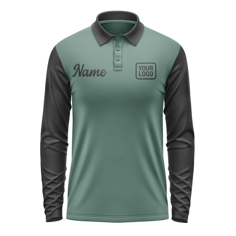Custom Blue Green Black Long Sleeve Polo Shirt Pl271717B117