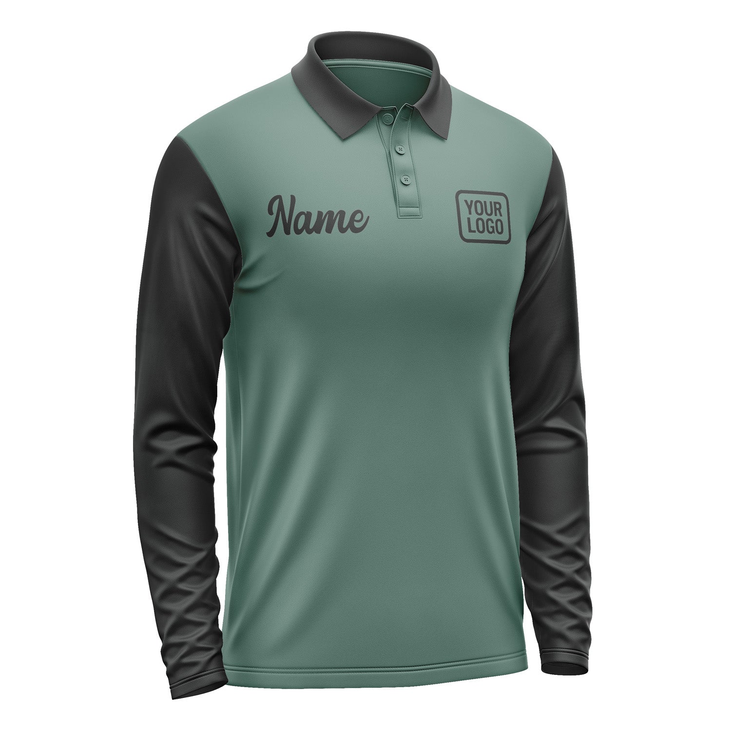 Custom Blue Green Black Long Sleeve Polo Shirt Pl271717B117