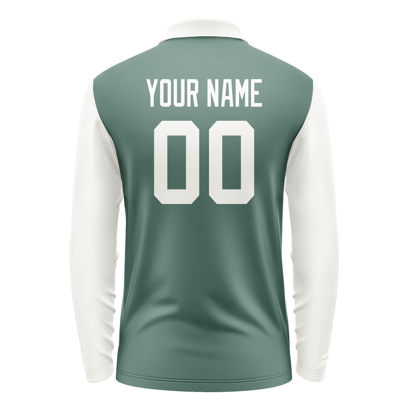 Custom Blue Green White Long Sleeve Polo Shirt Pl271818B118