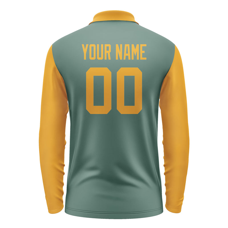 Custom Blue Green Yellow Long Sleeve Polo Shirt Pl271919B119