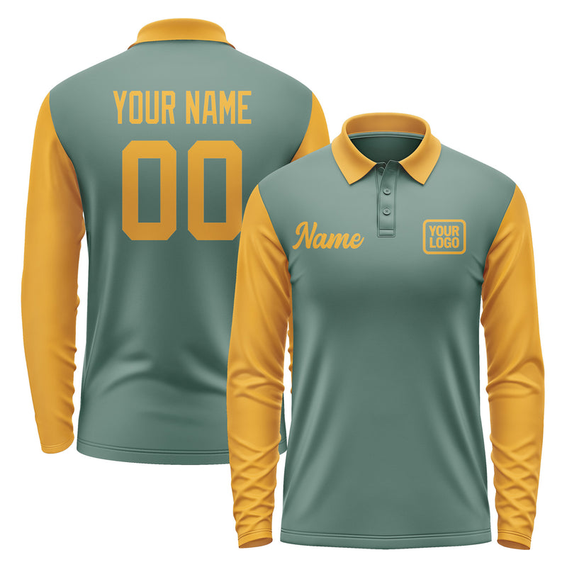 Custom Blue Green Yellow Long Sleeve Polo Shirt Pl271919B119