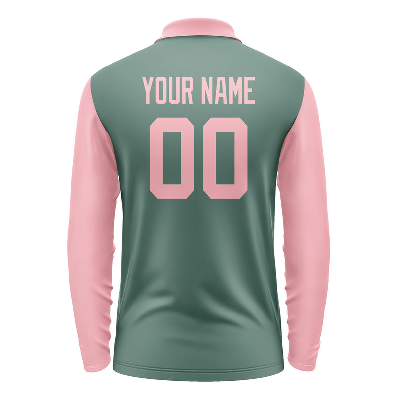 Custom Blue Green Light Pink Long Sleeve Polo Shirt Pl272121B121