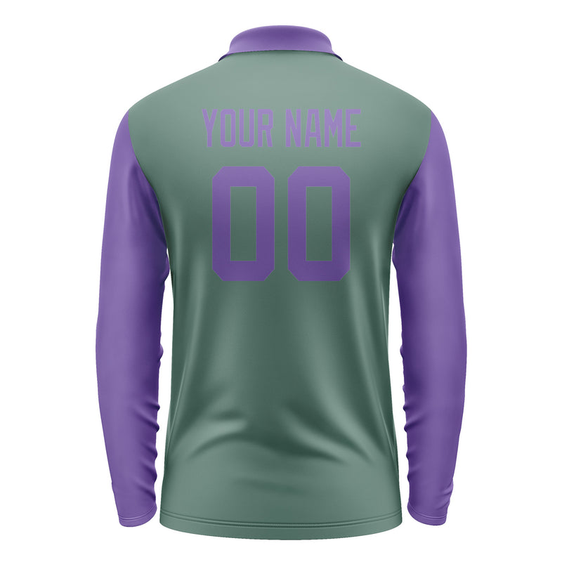 Custom Blue Green Light Purple Long Sleeve Polo Shirt Pl272323B123
