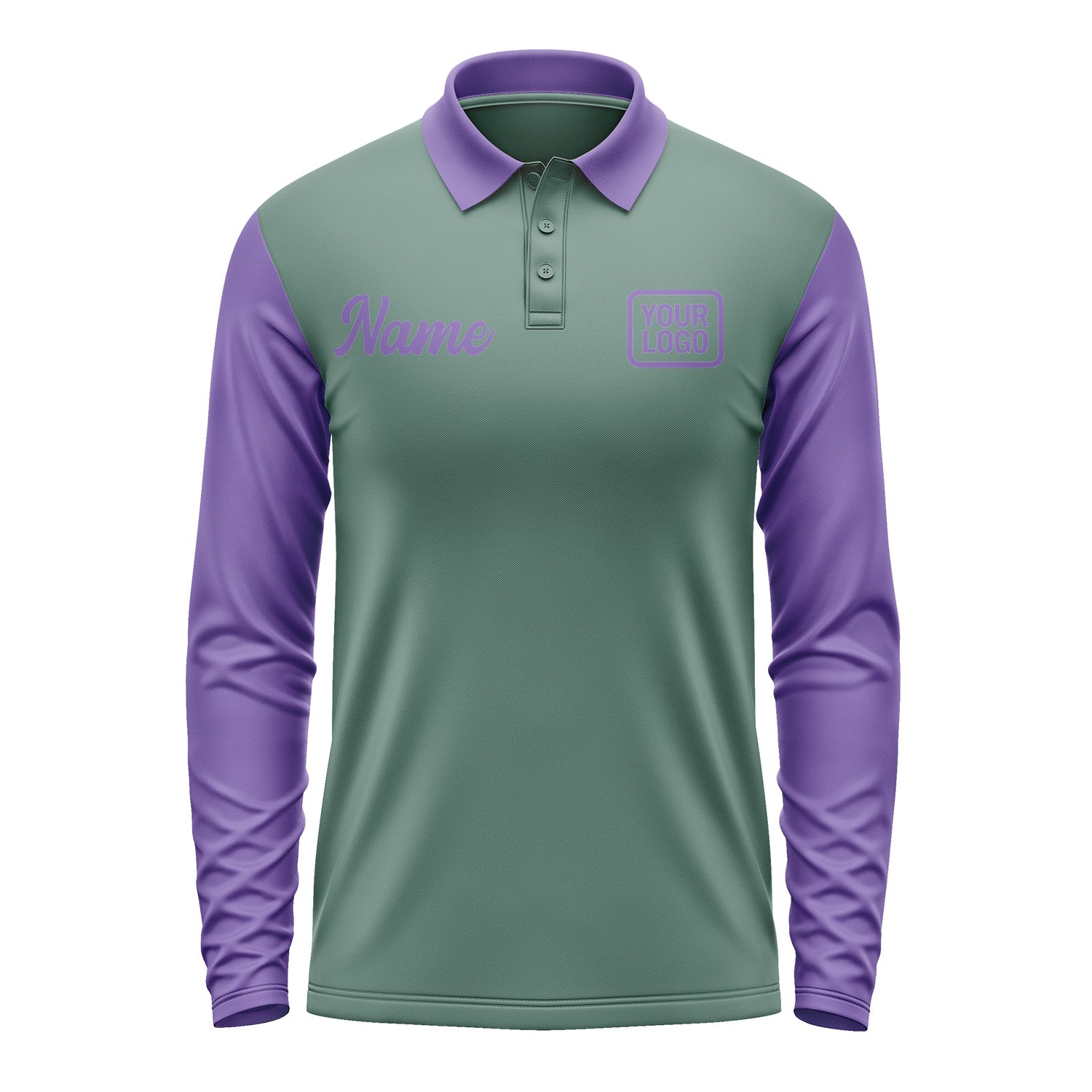 Custom Blue Green Light Purple Long Sleeve Polo Shirt Pl272323B123