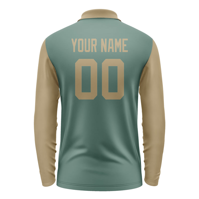Custom Blue Green Light Khaki Long Sleeve Polo Shirt Pl272525B125
