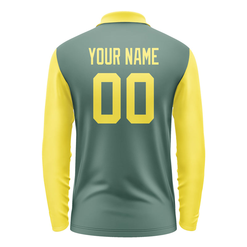 Custom Blue Green Light Yellow Long Sleeve Polo Shirt Pl272626B126