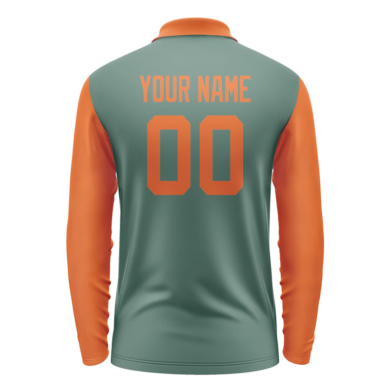 Custom Blue Green Orange Long Sleeve Polo Shirt Pl272828B128