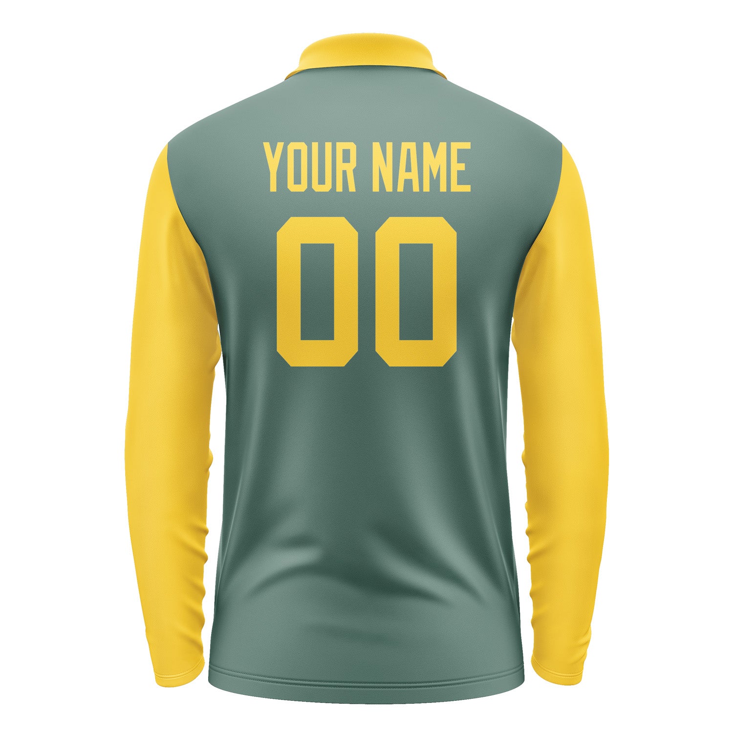 Custom Blue Green Gold Long Sleeve Polo Shirt Pl273030B130
