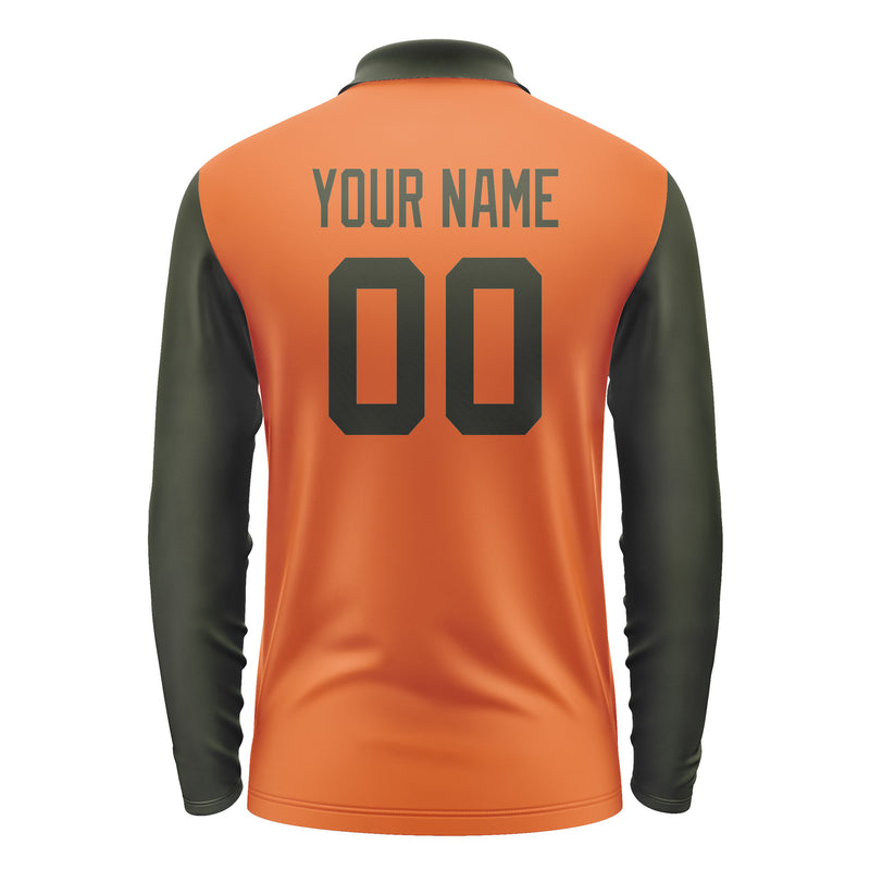 Custom Orange Olive Long Sleeve Polo Shirt Pl280202B102