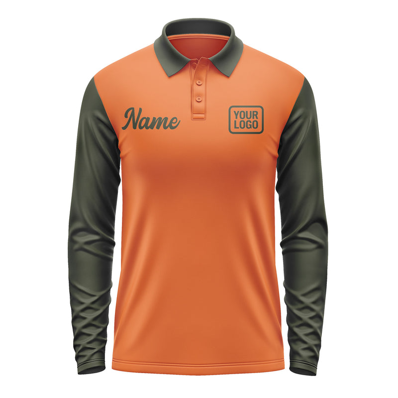 Custom Orange Olive Long Sleeve Polo Shirt Pl280202B102