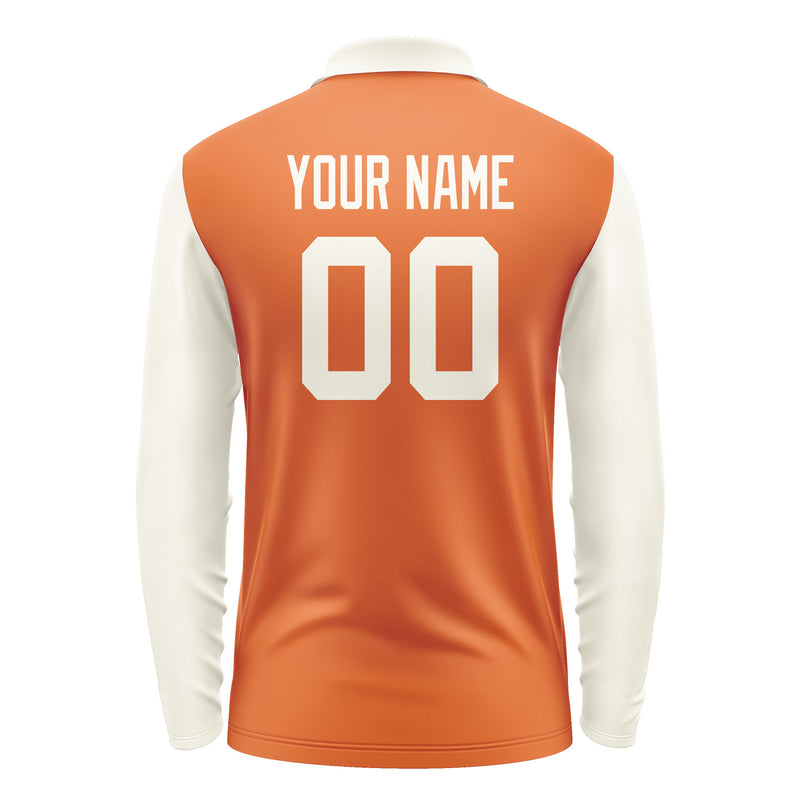 Custom Orange Cream Long Sleeve Polo Shirt Pl280303B103