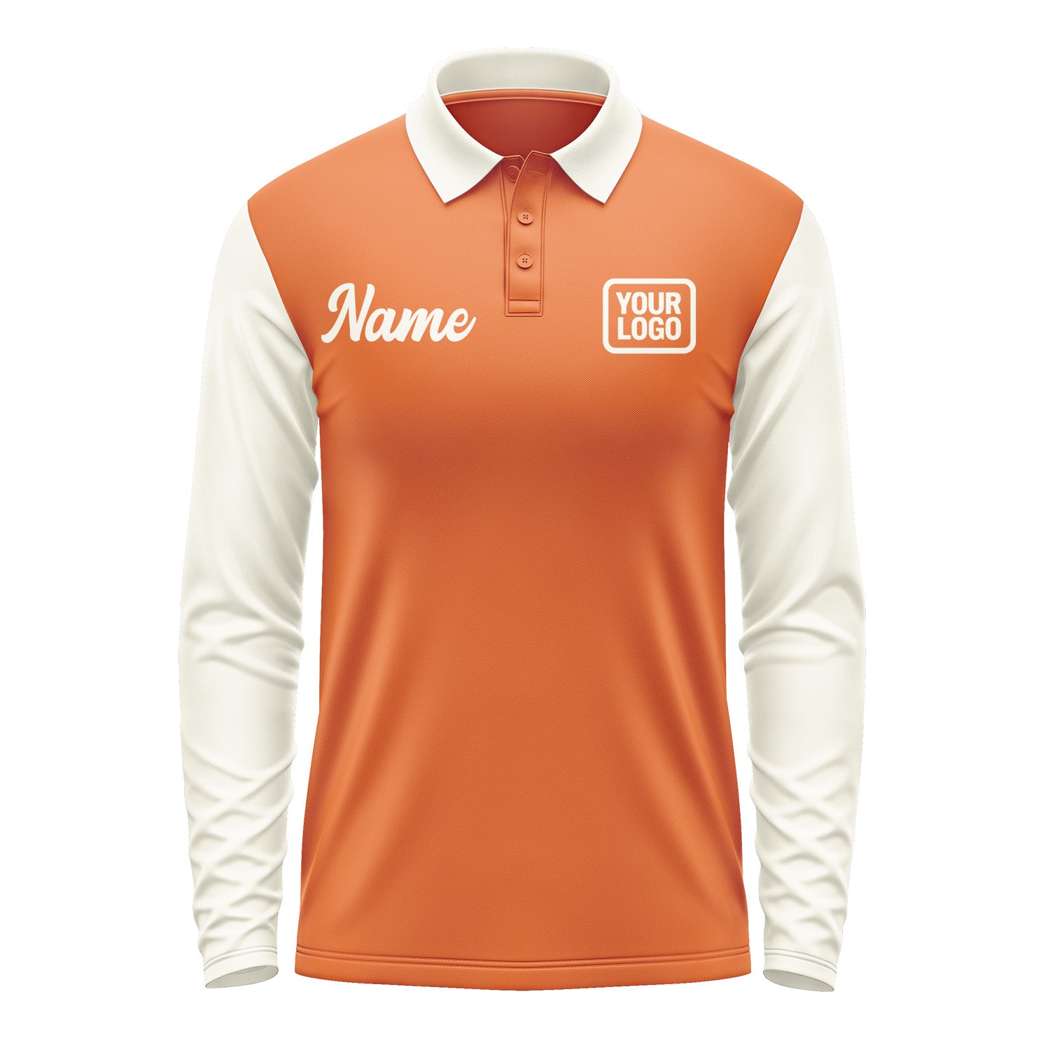 Custom Orange Cream Long Sleeve Polo Shirt Pl280303B103