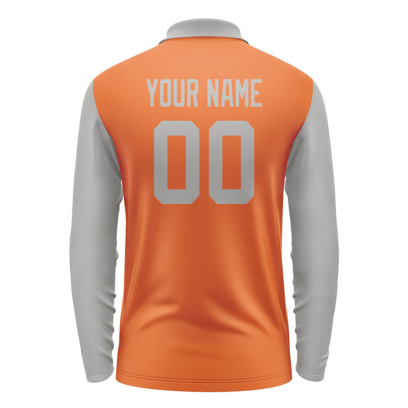 Custom Orange Gray Long Sleeve Polo Shirt Pl280404B104