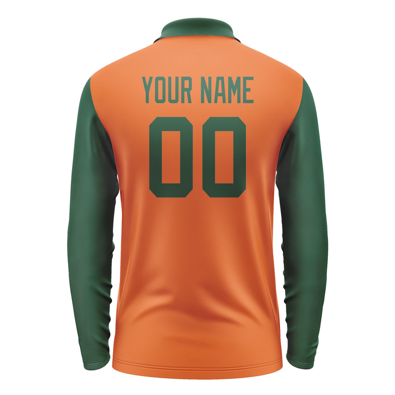 Custom Orange Green Long Sleeve Polo Shirt Pl280505B105