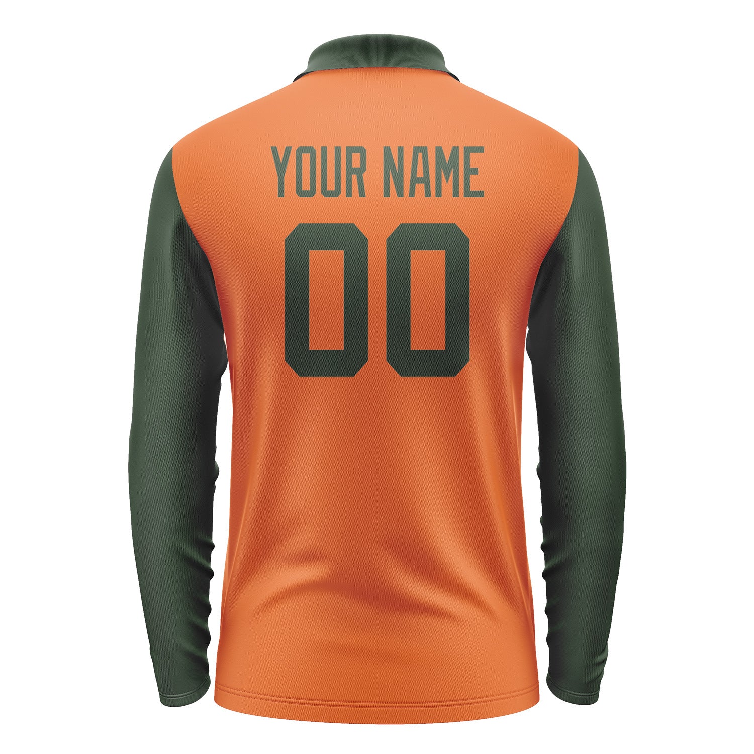 Custom Orange Dark Green Long Sleeve Polo Shirt Pl280606B106