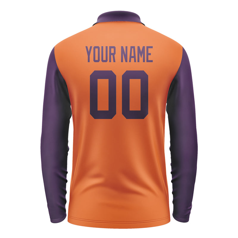 Custom Orange Purple Long Sleeve Polo Shirt Pl280707B107