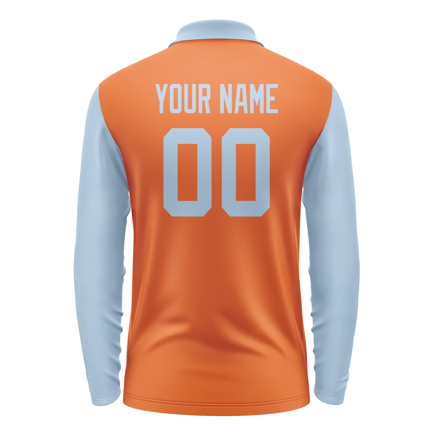 Custom Orange Light Blue Long Sleeve Polo Shirt Pl280808B108