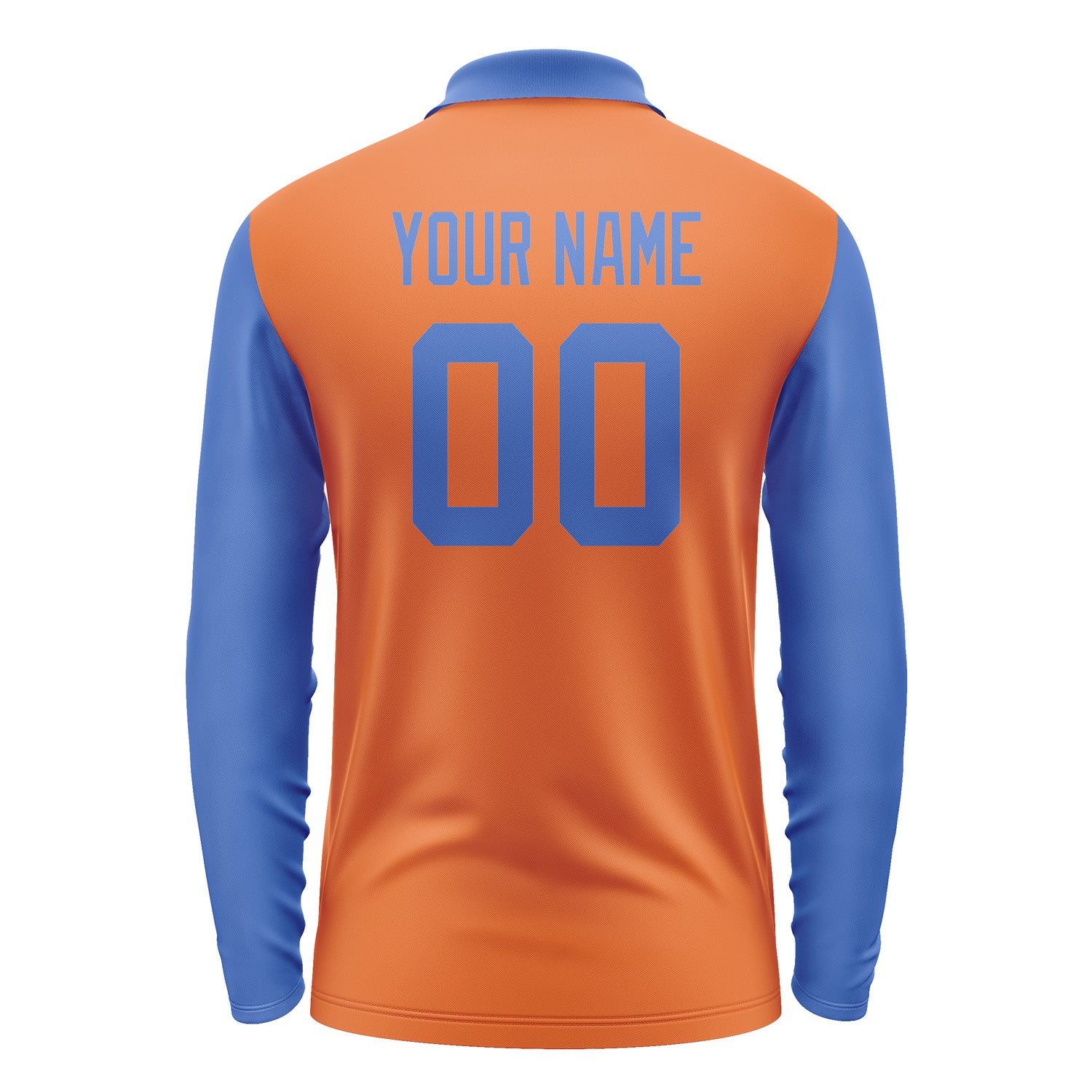 Custom Orange Sky Blue Long Sleeve Polo Shirt Pl280909B109