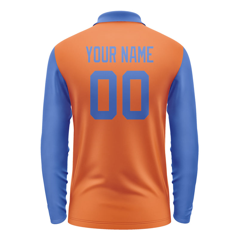 Custom Orange Sky Blue Long Sleeve Polo Shirt Pl280909B109