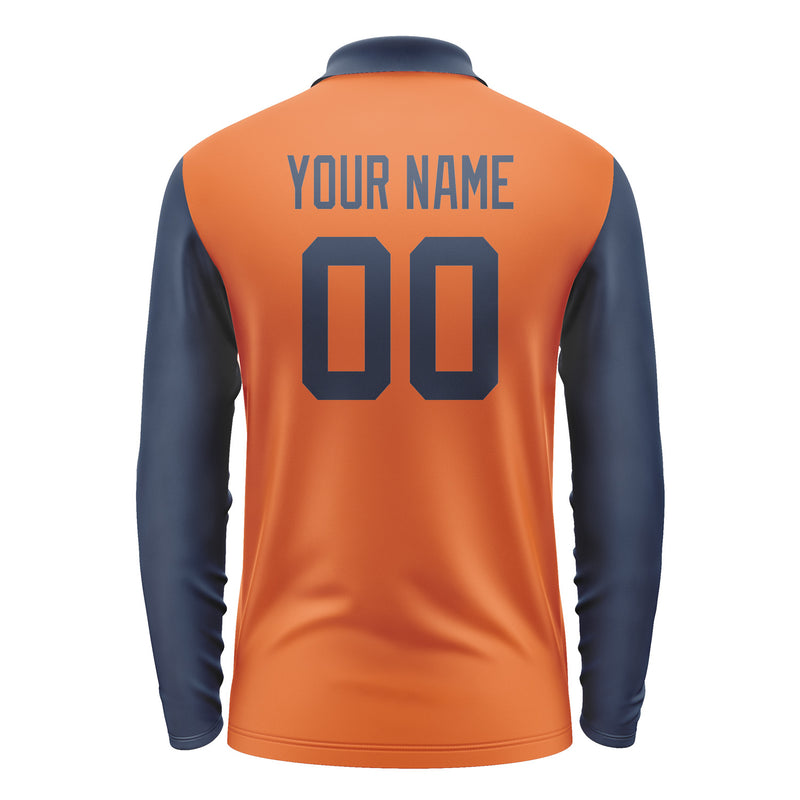 Custom Orange Blue Long Sleeve Polo Shirt Pl281010B110