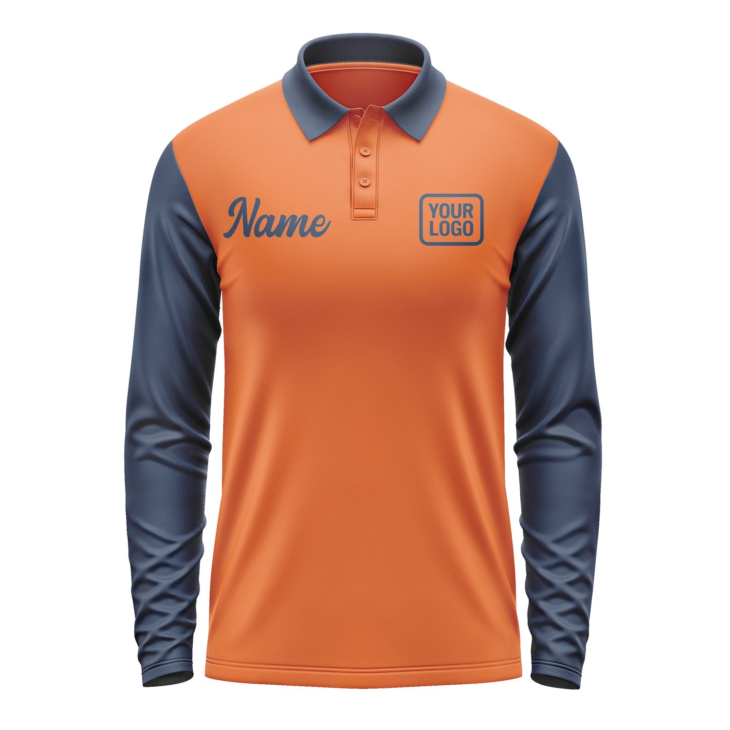 Custom Orange Blue Long Sleeve Polo Shirt Pl281010B110