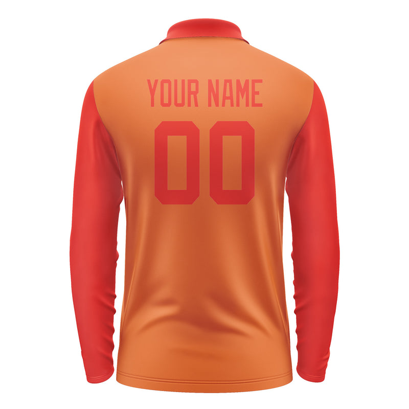 Custom Orange Orange Red Long Sleeve Polo Shirt Pl281212B112