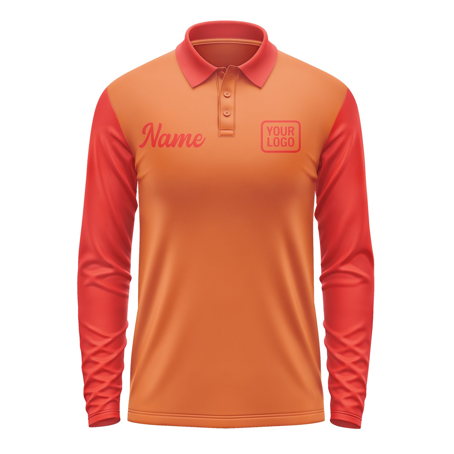 Custom Orange Orange Red Long Sleeve Polo Shirt Pl281212B112