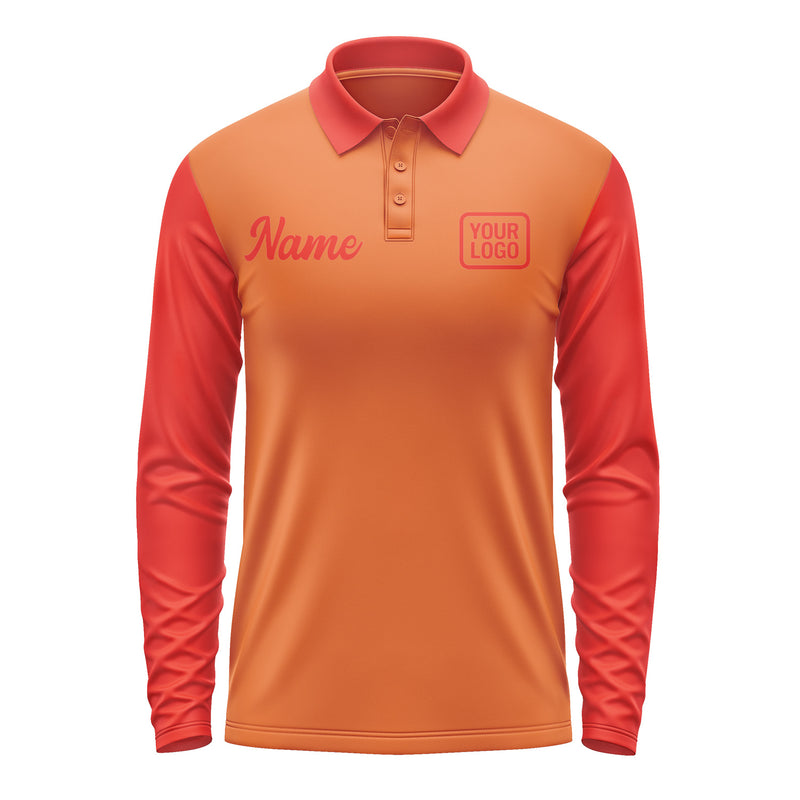 Custom Orange Orange Red Long Sleeve Polo Shirt Pl281212B112