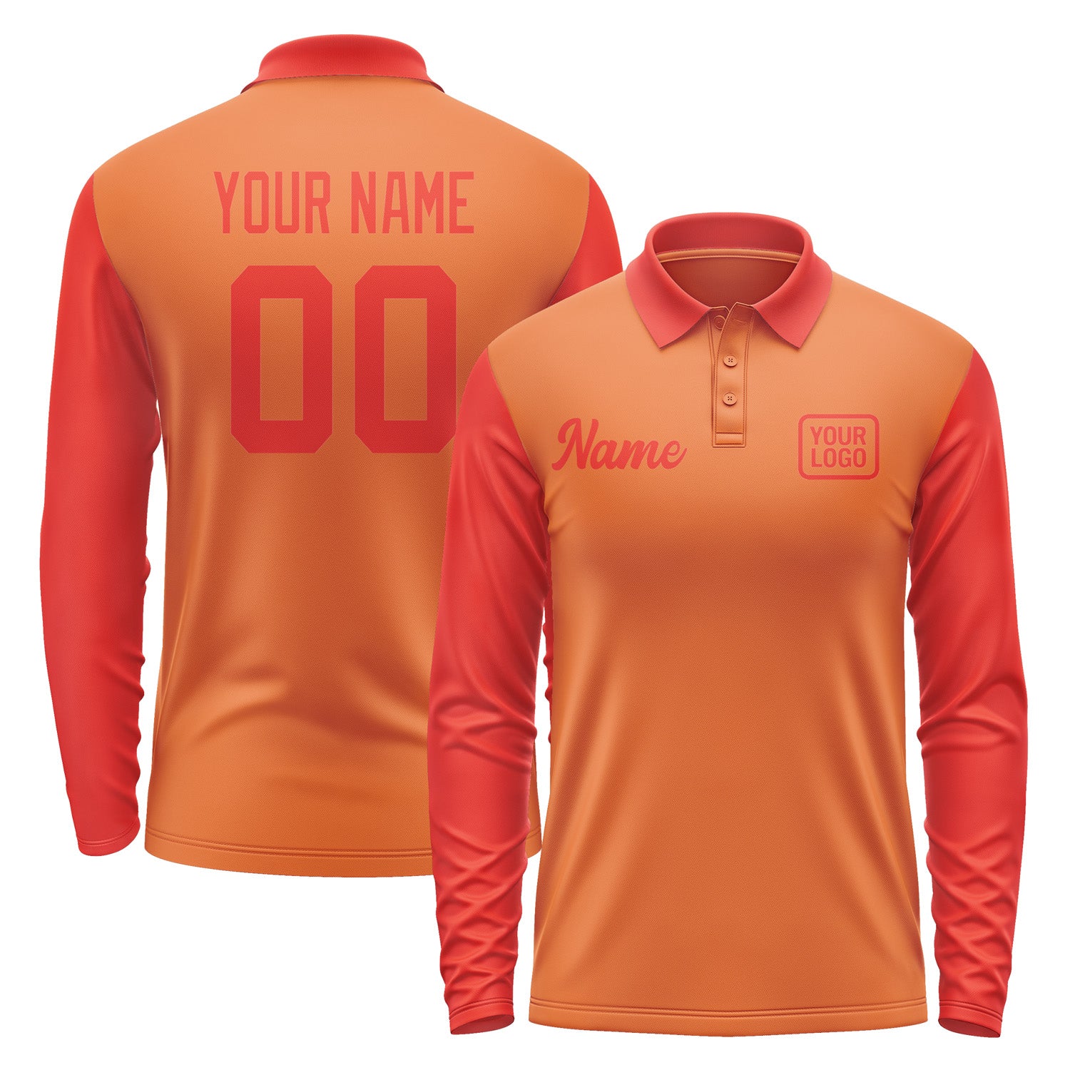 Custom Orange Orange Red Long Sleeve Polo Shirt Pl281212B112