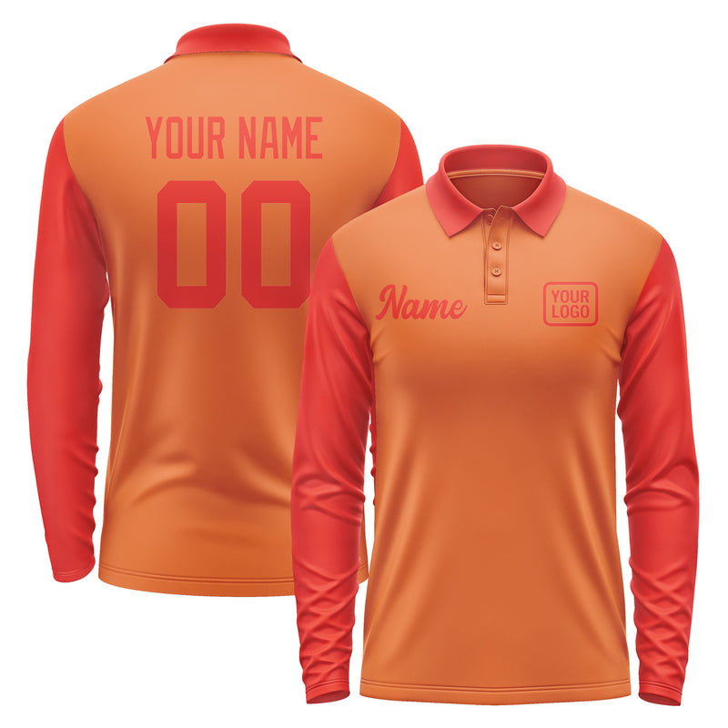 Custom Orange Orange Red Long Sleeve Polo Shirt Pl281212B112